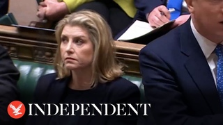 Penny Mordaunt appears expressionless as Oliver Dowden leads PMQs