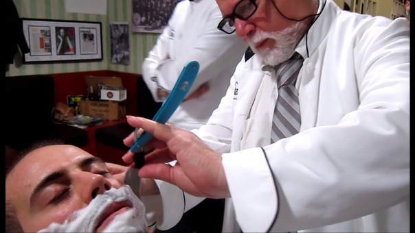 Old School Italian Barber Shave with Straight Razor and hot towel ASMR intentional
