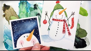NEW Watercolor Snowmen Tutorial/ Step by Step / for Beginners/ Christmas crafts/Christmas cards