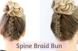 Spine Braided Bun Hair Tutorial Inspired by Shay Mitchell