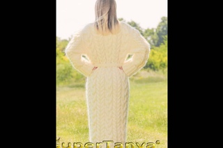 SUPERTANYA CABLE KNIT IVORY LONG COAT