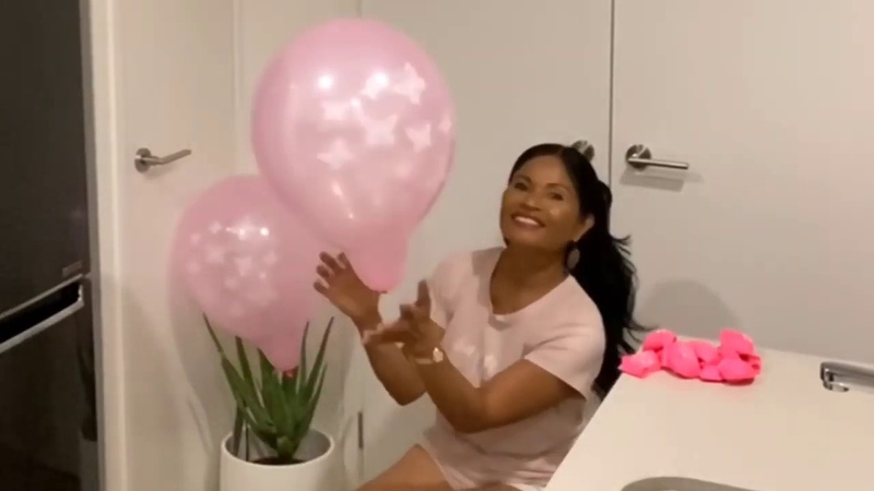 Pink Butterfly Balloons Blowing and Popping Six Balloons, Many Popping
