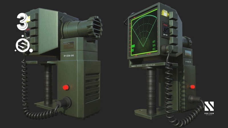 TIMELAPSE Game Asset Alien Motion Tracker, Autodesk3ds Max, Substance
